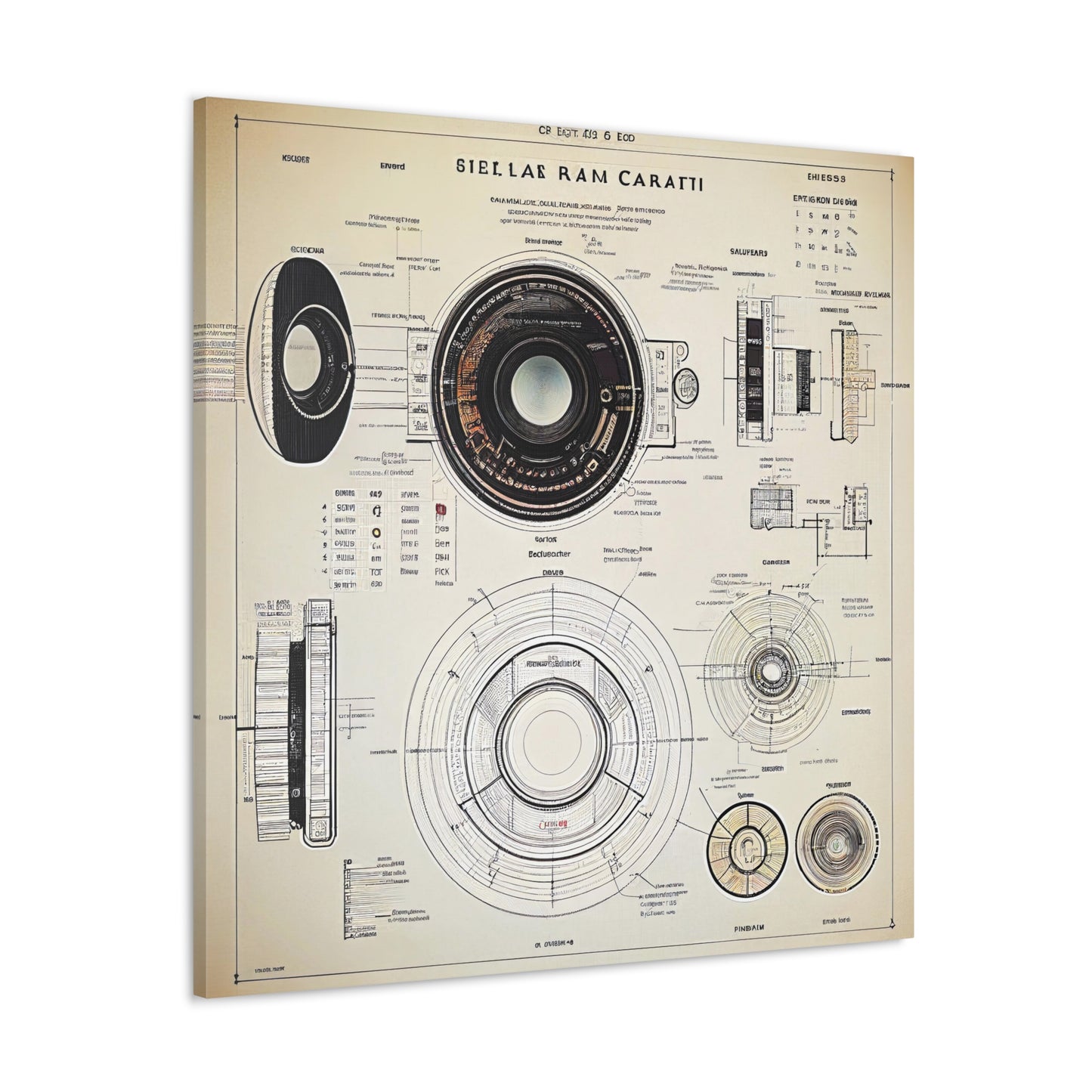 fə-ˈtä-grə-fər | Camera Aperture Technical Schematics | Canvas Gallery Wraps | AI Design Concepts | Version 13