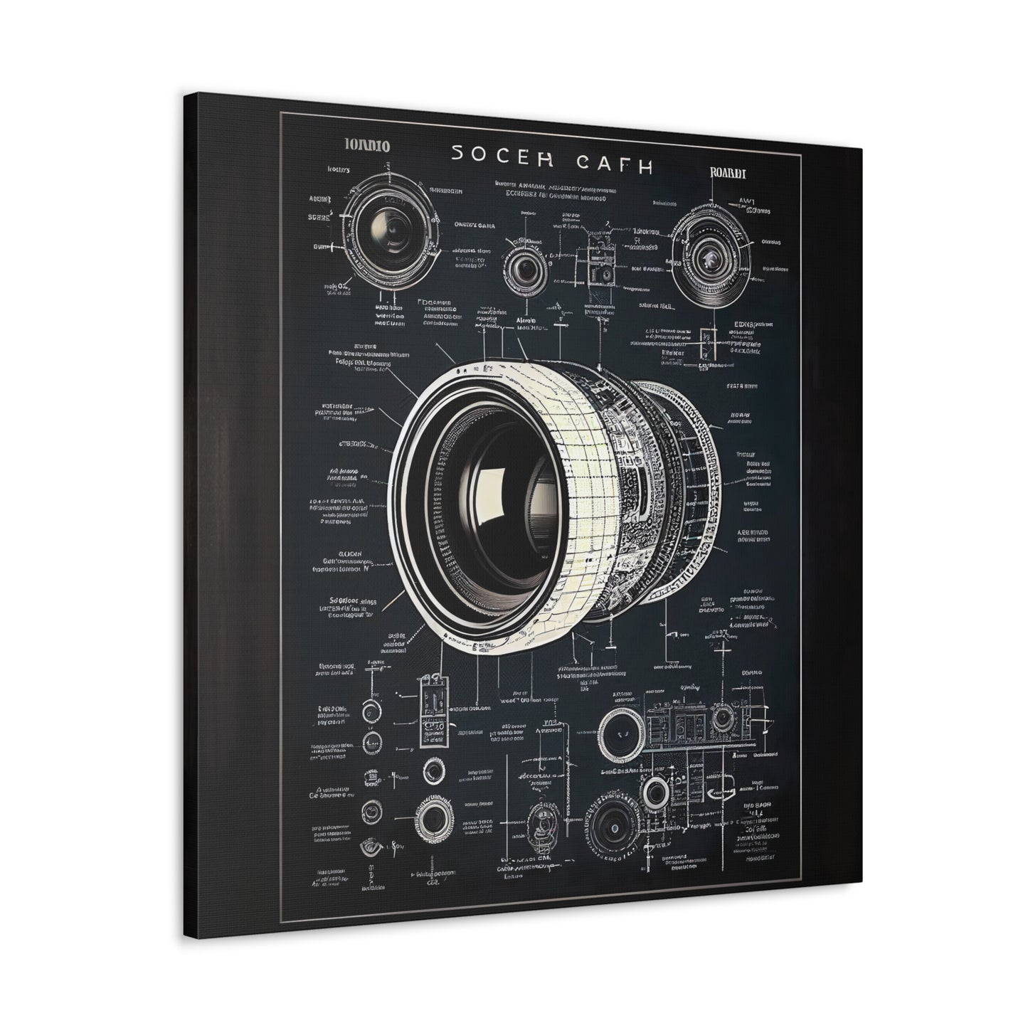 fə-ˈtä-grə-fər | Camera Aperture Technical Schematics | Canvas Gallery Wraps | AI Design Concepts | Version 16