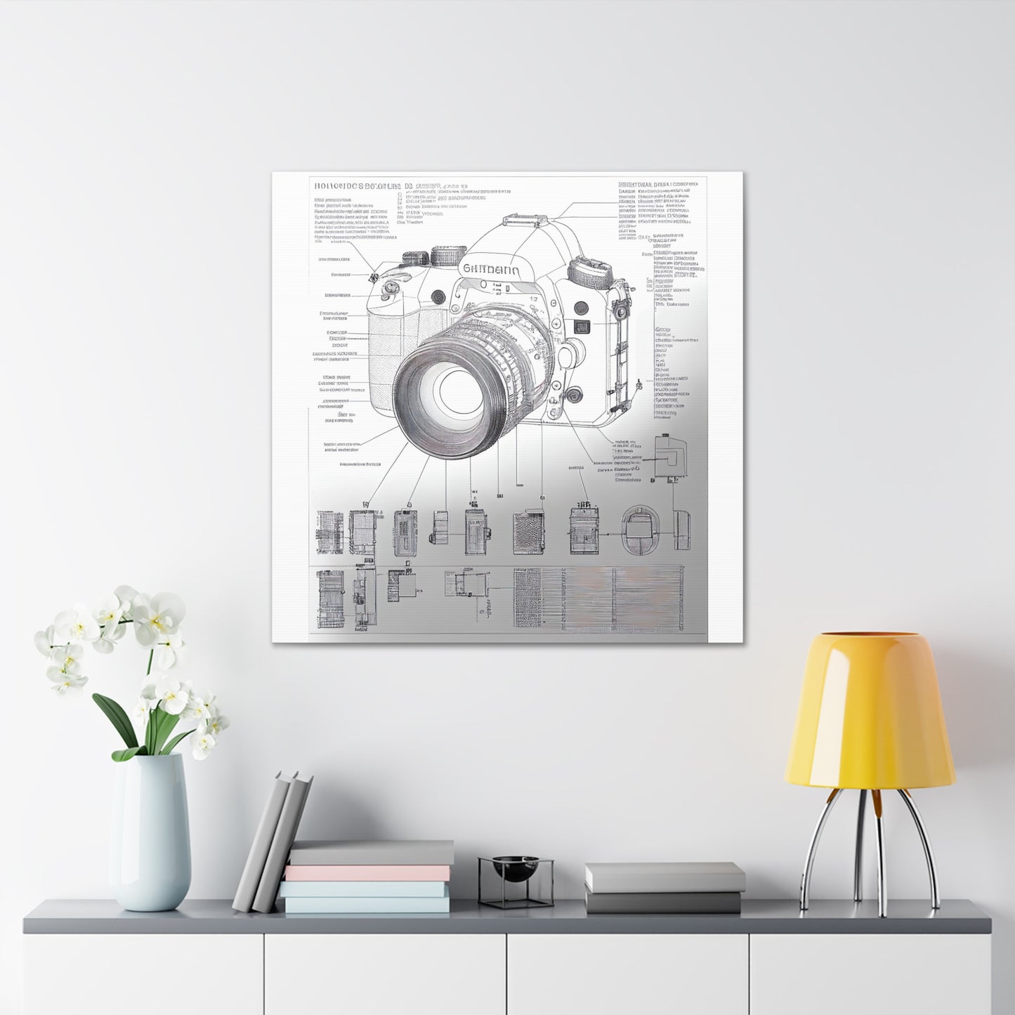 fə-ˈtä-grə-fər | Camera Aperture Technical Schematics | Canvas Gallery Wraps | AI Design Concepts | Version 8
