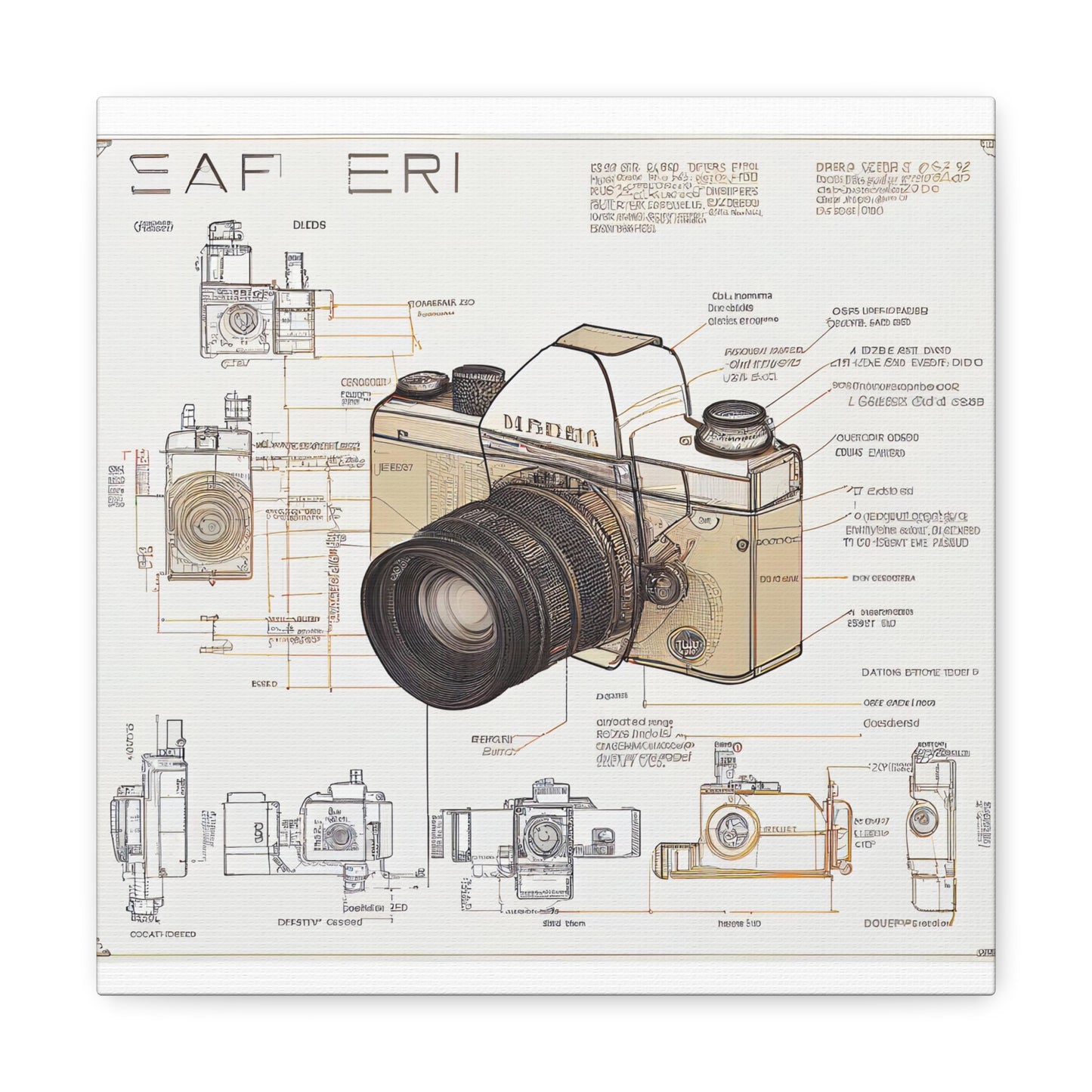 fə-ˈtä-grə-fər | Camera Aperture Technical Schematics | Canvas Gallery Wraps | AI Design Concepts | Version 12