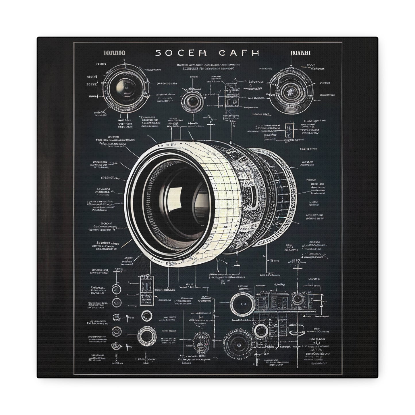 fə-ˈtä-grə-fər | Camera Aperture Technical Schematics | Canvas Gallery Wraps | AI Design Concepts | Version 16