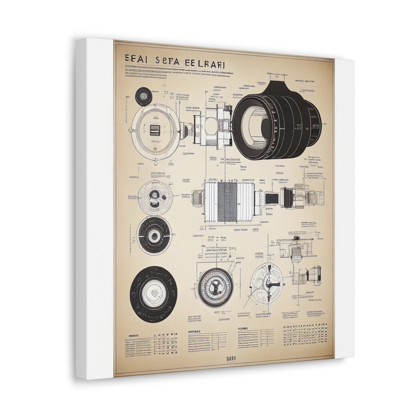 fə-ˈtä-grə-fər | Camera Aperture Technical Schematics | Canvas Gallery Wraps | AI Design Concepts | Version 4