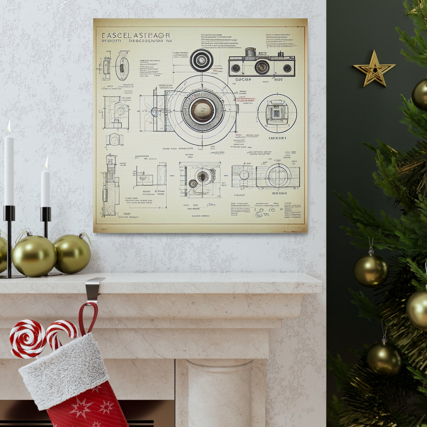 fə-ˈtä-grə-fər | Camera Aperture Technical Schematics | Canvas Gallery Wraps | AI Design Concepts | Version 1