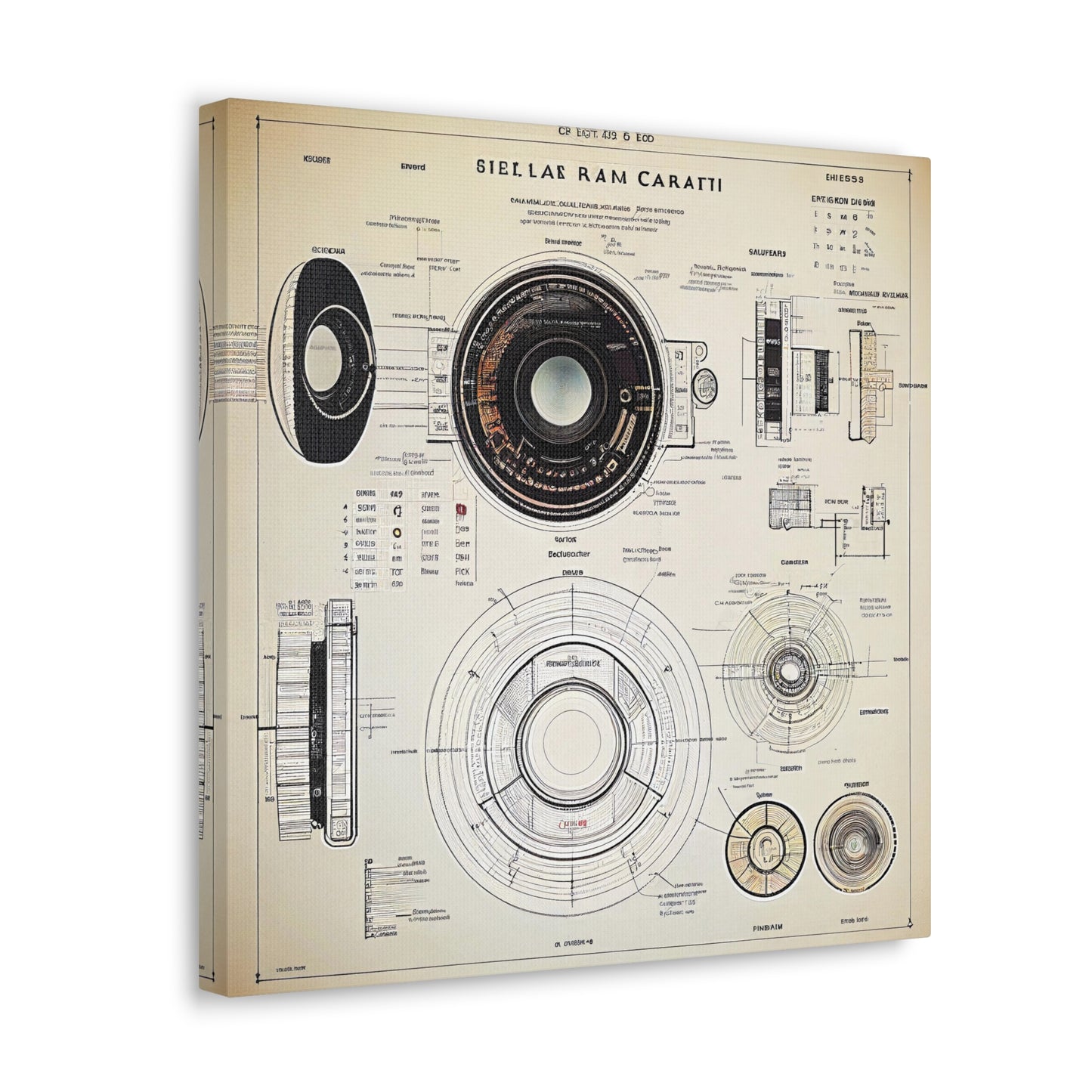 fə-ˈtä-grə-fər | Camera Aperture Technical Schematics | Canvas Gallery Wraps | AI Design Concepts | Version 13