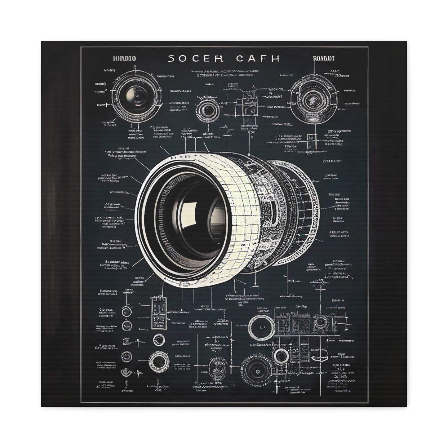 fə-ˈtä-grə-fər | Camera Aperture Technical Schematics | Canvas Gallery Wraps | AI Design Concepts | Version 16