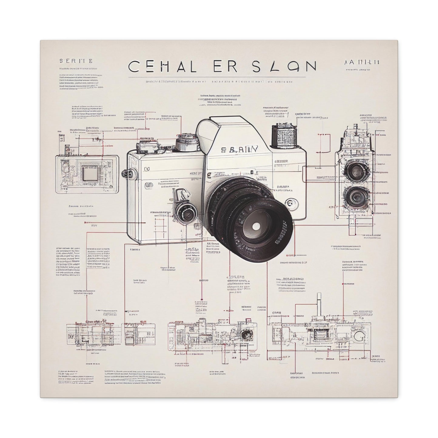 fə-ˈtä-grə-fər | Camera Aperture Technical Schematics | Canvas Gallery Wraps | AI Design Concepts | Version 17