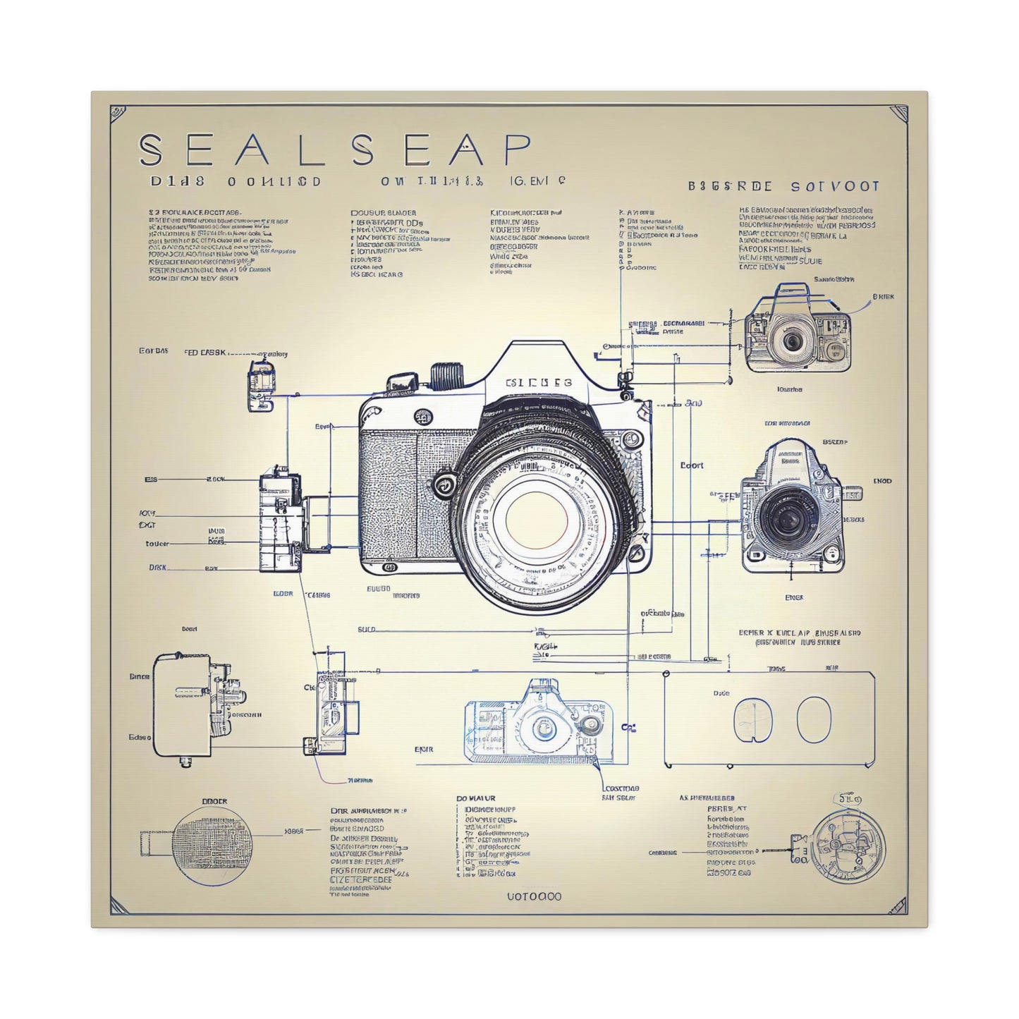 fə-ˈtä-grə-fər | Camera Aperture Technical Schematics | Canvas Gallery Wraps | AI Design Concepts | Version 6