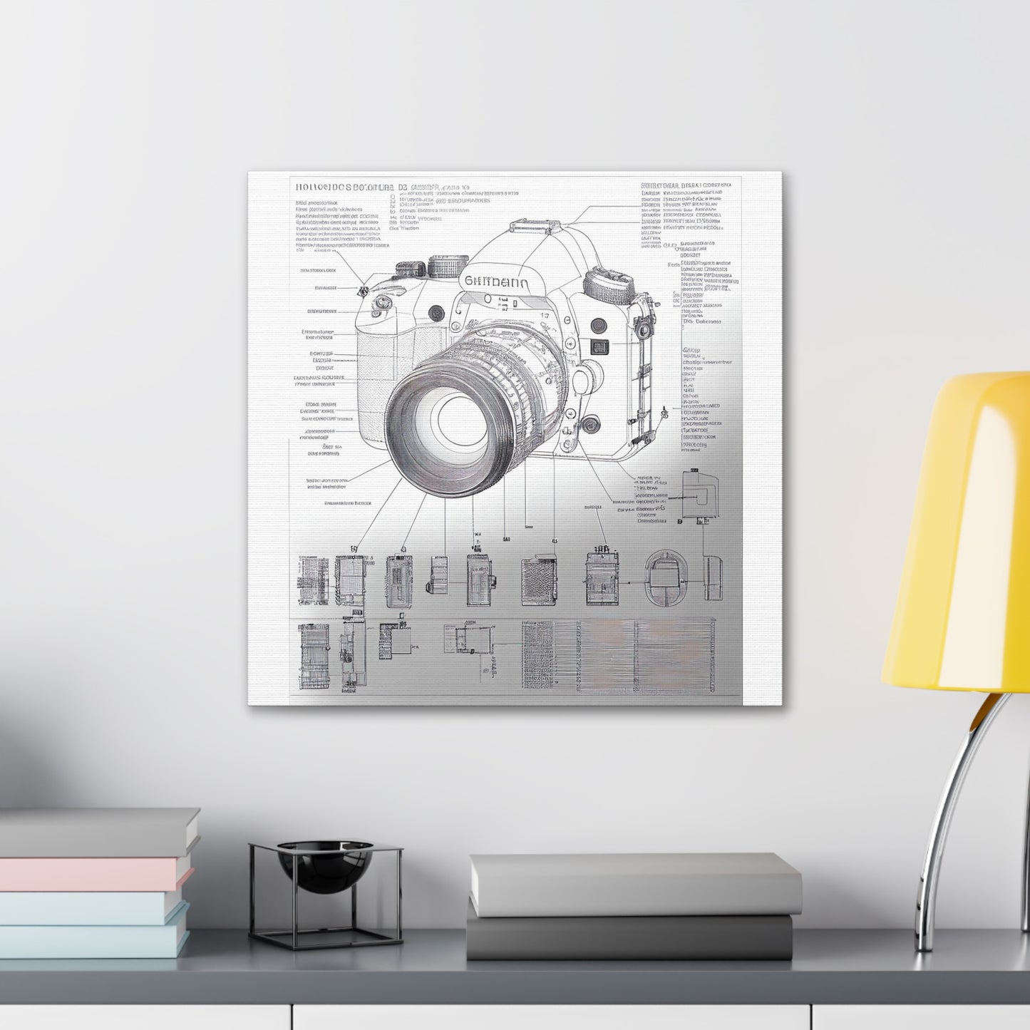 fə-ˈtä-grə-fər | Camera Aperture Technical Schematics | Canvas Gallery Wraps | AI Design Concepts | Version 8