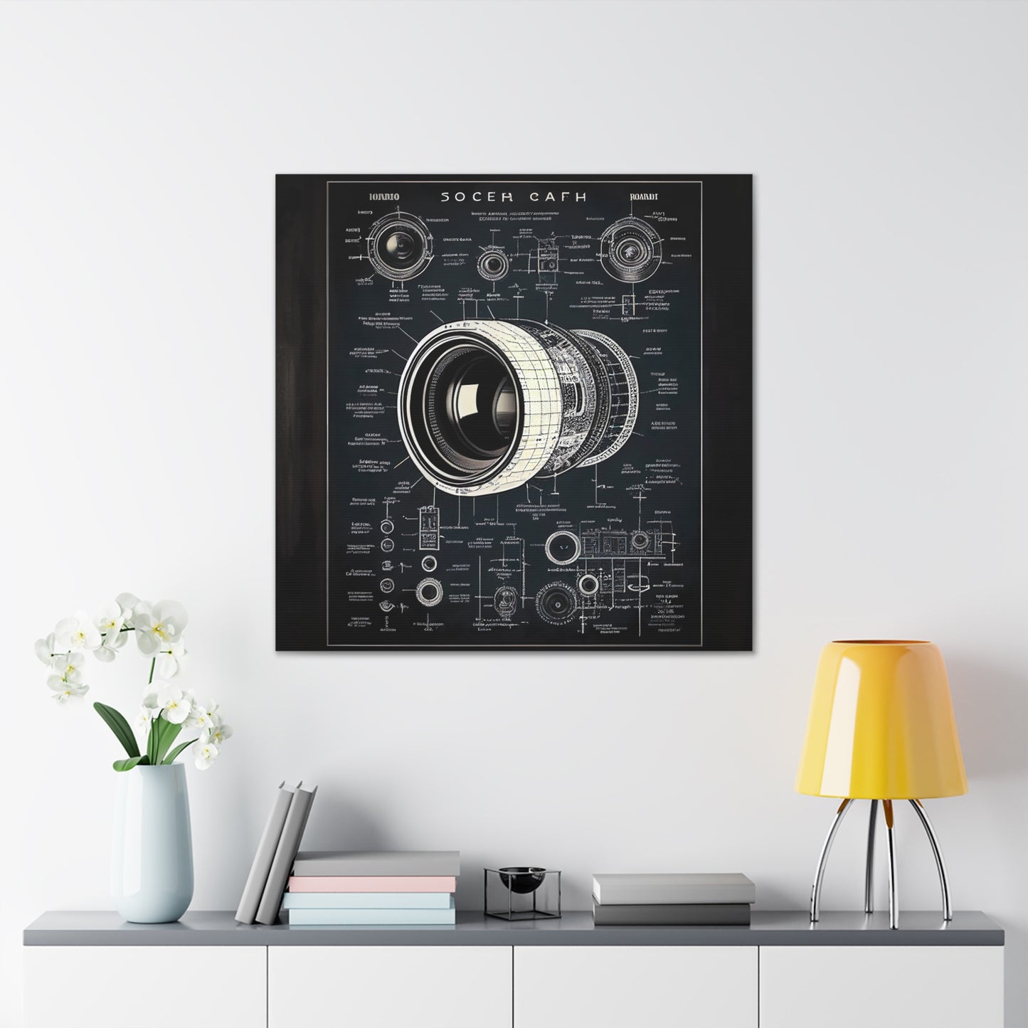 fə-ˈtä-grə-fər | Camera Aperture Technical Schematics | Canvas Gallery Wraps | AI Design Concepts | Version 16