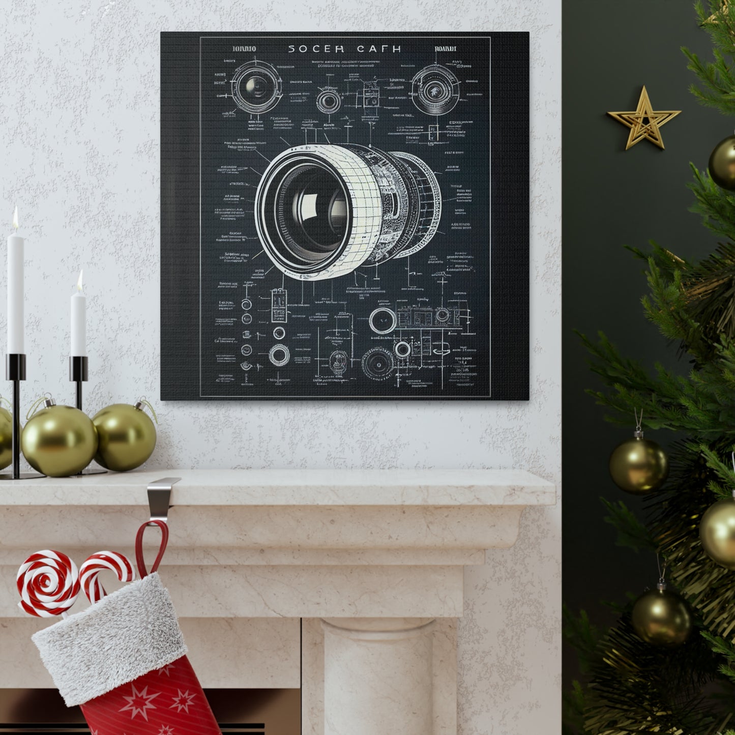fə-ˈtä-grə-fər | Camera Aperture Technical Schematics | Canvas Gallery Wraps | AI Design Concepts | Version 16