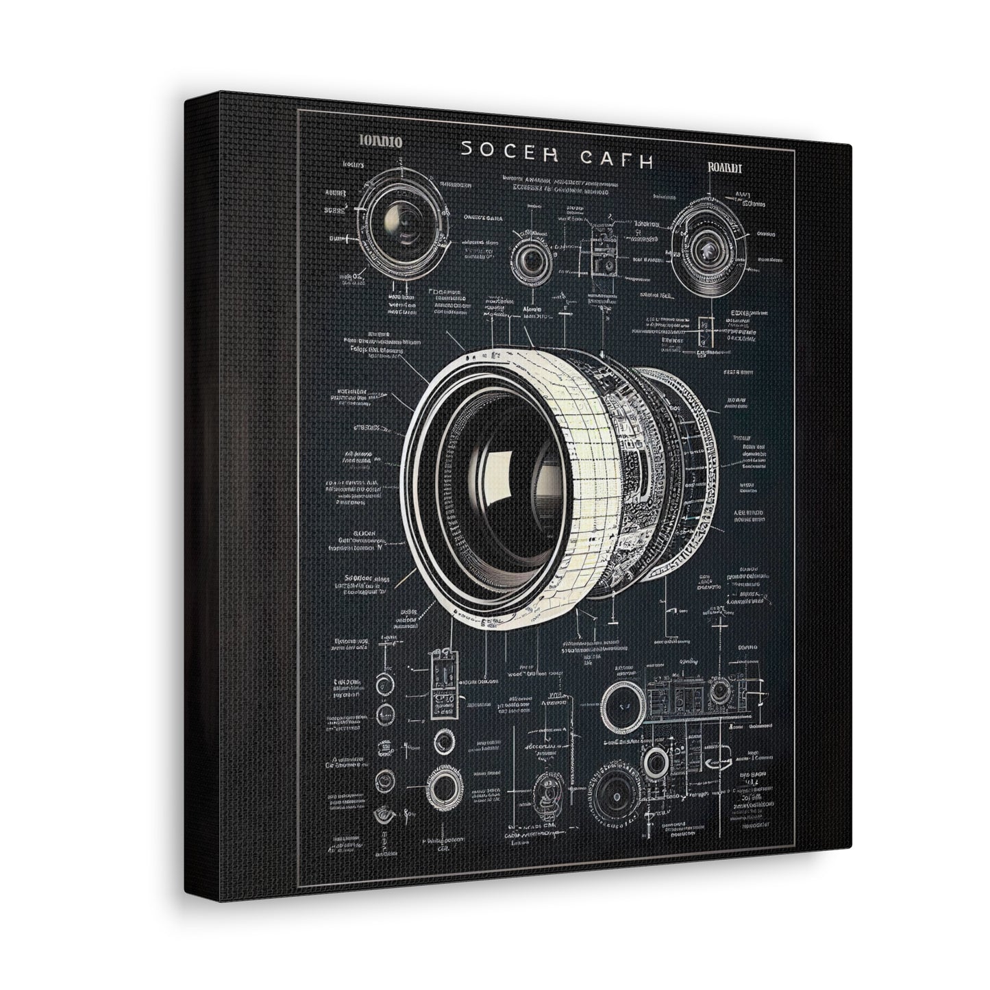 fə-ˈtä-grə-fər | Camera Aperture Technical Schematics | Canvas Gallery Wraps | AI Design Concepts | Version 16