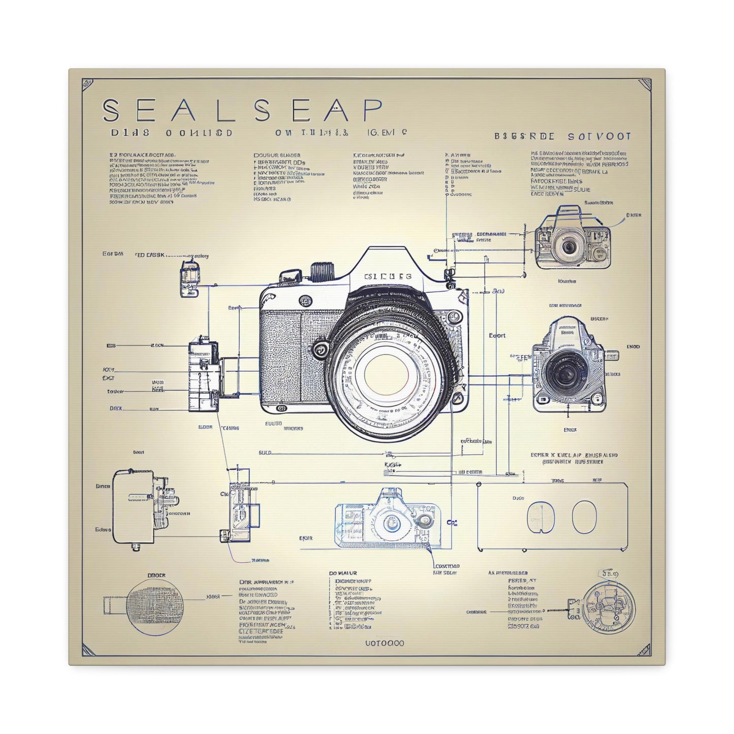 fə-ˈtä-grə-fər | Camera Aperture Technical Schematics | Canvas Gallery Wraps | AI Design Concepts | Version 6